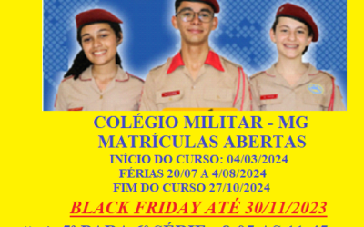 COLÉGIO MILITAR 5ª PARA 6ª SÉRIE –  9ª SÉRIE PARA 1º ANO